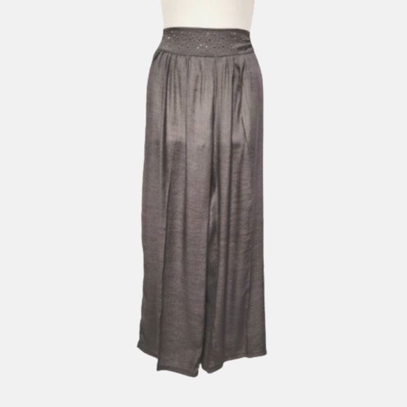 Grey Pants Elastic Waist Sheer Light Wide Leg Sequins - NEW! - Picture 4 of 13